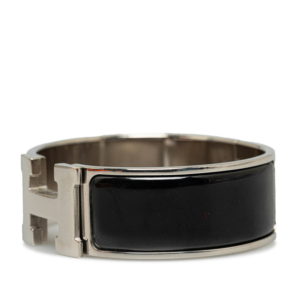 エルメス クリッククラックGM バングル ブラック シルバー メタル レディース HERMES 【中古】