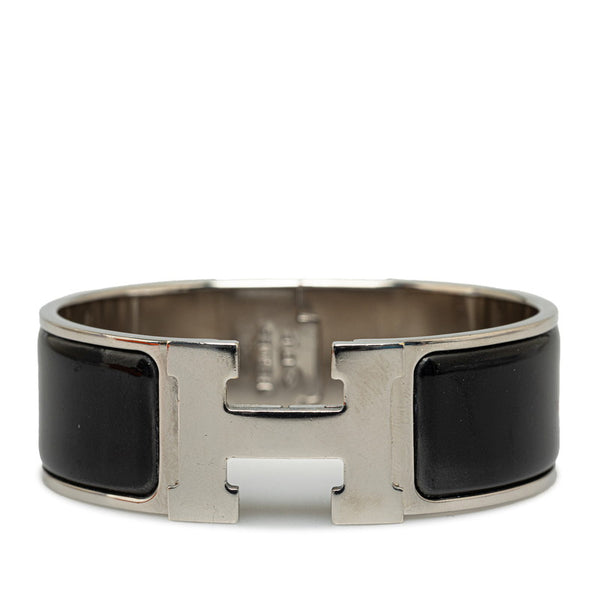 エルメス クリッククラックGM バングル ブラック シルバー メタル レディース HERMES 【中古】