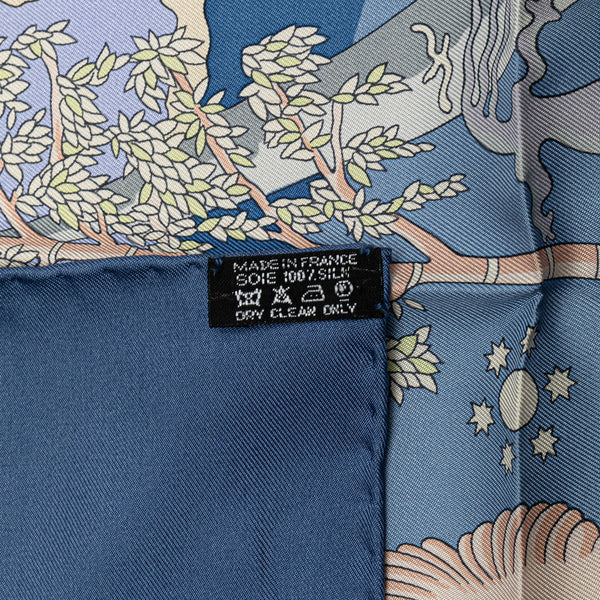 エルメス カレ90 River fertiles 肥沃な川 スカーフ ブルー シルク レディース HERMES 【中古】