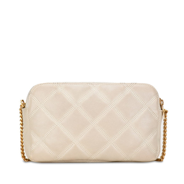 サンローラン ベッキー YSLロゴ ダブルジップ 斜め掛け チェーン ショルダーバッグ GUE608941 ベージュ レザー レディース SAINT LAURENT 【中古】