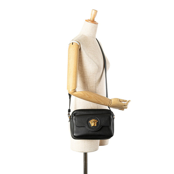 ヴェルサーチェ メドゥーサ 斜め掛け ショルダーバッグ ブラック レザー レディース VERSACE 【中古】