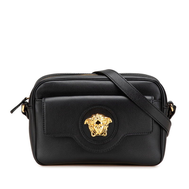 ヴェルサーチェ メドゥーサ 斜め掛け ショルダーバッグ ブラック レザー レディース VERSACE 【中古】