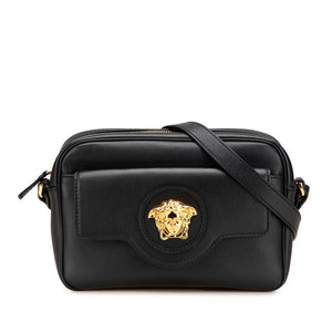 ヴェルサーチェ メドゥーサ 斜め掛け ショルダーバッグ ブラック レザー レディース VERSACE 【中古】