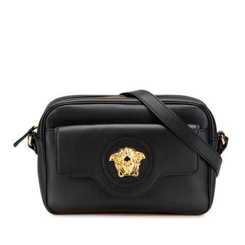 ヴェルサーチェ メドゥーサ 斜め掛け ショルダーバッグ ブラック レザー レディース VERSACE 【中古】