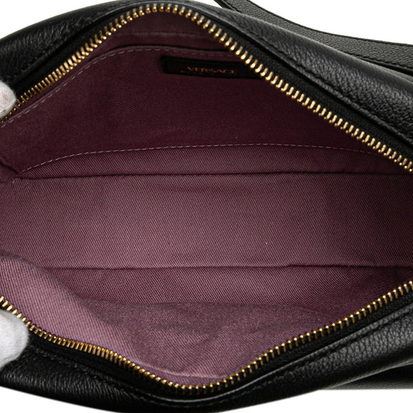 ヴェルサーチェ メドゥーサ 斜め掛け ショルダーバッグ ブラック レザー レディース VERSACE 【中古】