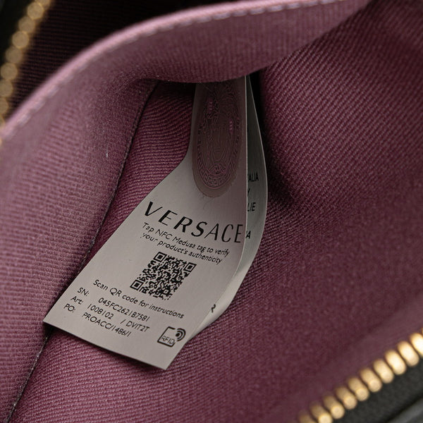 ヴェルサーチェ メドゥーサ 斜め掛け ショルダーバッグ ブラック レザー レディース VERSACE 【中古】