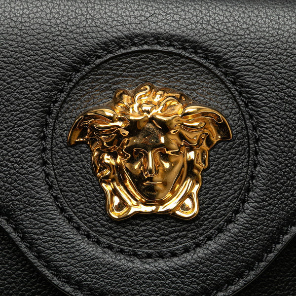 ヴェルサーチェ メドゥーサ 斜め掛け ショルダーバッグ ブラック レザー レディース VERSACE 【中古】