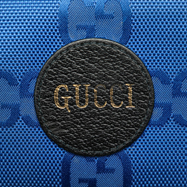 グッチ GGナイロン オフザグリッド コンパクトウォレット 二つ折り財布 625574 ブルー ブラック ナイロン レザー レディース GUCCI 【中古】