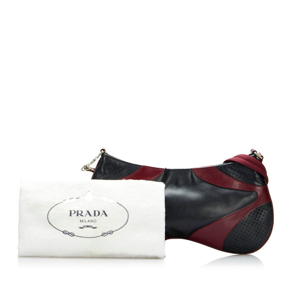 プラダ パンチング ワンショルダーバッグ ハンドバッグ ブラック パープル レザー レディース PRADA 【中古】