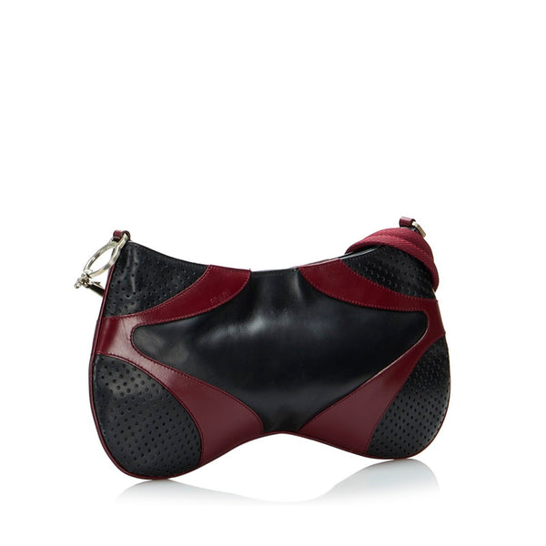 プラダ パンチング ワンショルダーバッグ ハンドバッグ ブラック パープル レザー レディース PRADA 【中古】