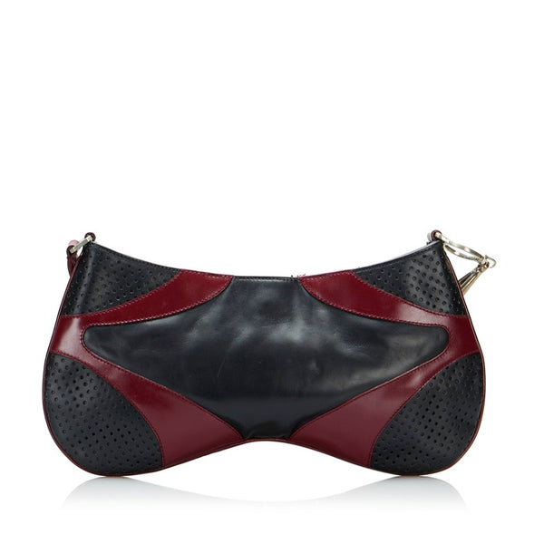 プラダ パンチング ワンショルダーバッグ ハンドバッグ ブラック パープル レザー レディース PRADA 【中古】