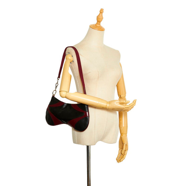 プラダ パンチング ワンショルダーバッグ ハンドバッグ ブラック パープル レザー レディース PRADA 【中古】