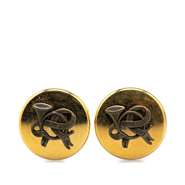 エルメス ラッパ リボン モチーフ イヤリング ゴールド メッキ レディース HERMES 【中古】
