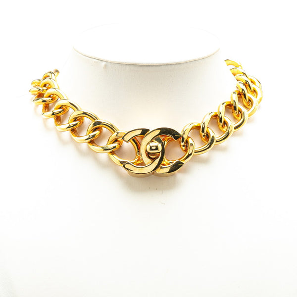 シャネル ターンロック ココマーク チェーン ネックレス ゴールド メッキ レディース CHANEL 【中古】