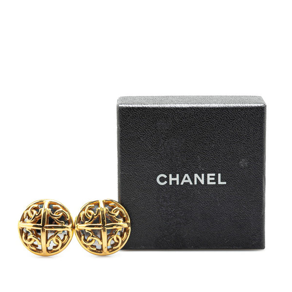シャネル ヴィンテージ ココマーク ラウンド ミラー イヤリング ゴールド メッキ レディース CHANEL 【中古】