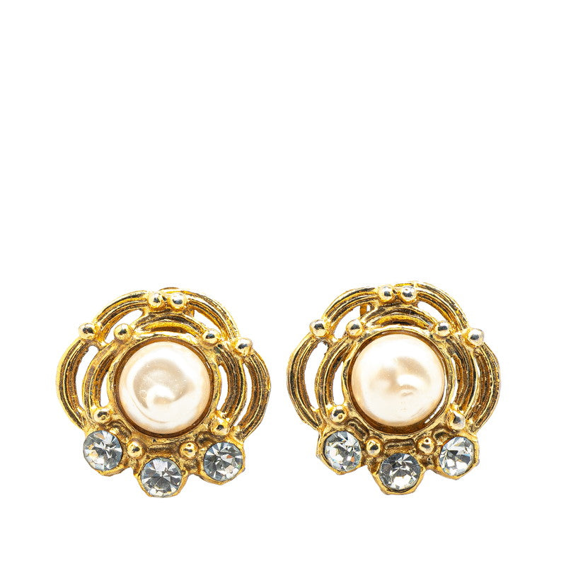 シャネル フェイクパール ビジュー イヤリング ゴールド メッキ レディース CHANEL 【中古】