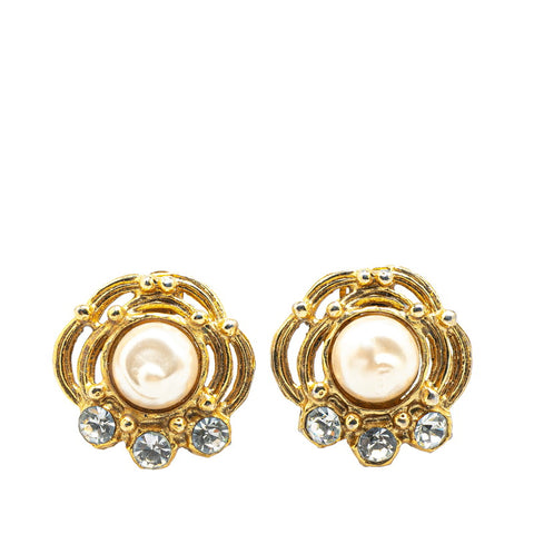 シャネル フェイクパール ビジュー イヤリング ゴールド メッキ レディース CHANEL 【中古】