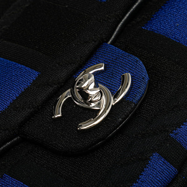 シャネル ココマーク チェーン ショルダーバッグ ハンドバッグ ブルー ブラック レザー コットンジャージ レディース CHANEL 【中古】