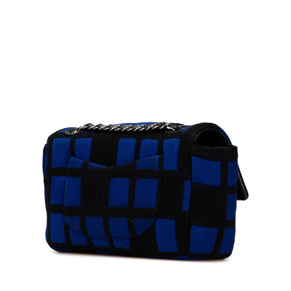 シャネル ココマーク チェーン ショルダーバッグ ハンドバッグ ブルー ブラック レザー コットンジャージ レディース CHANEL 【中古】