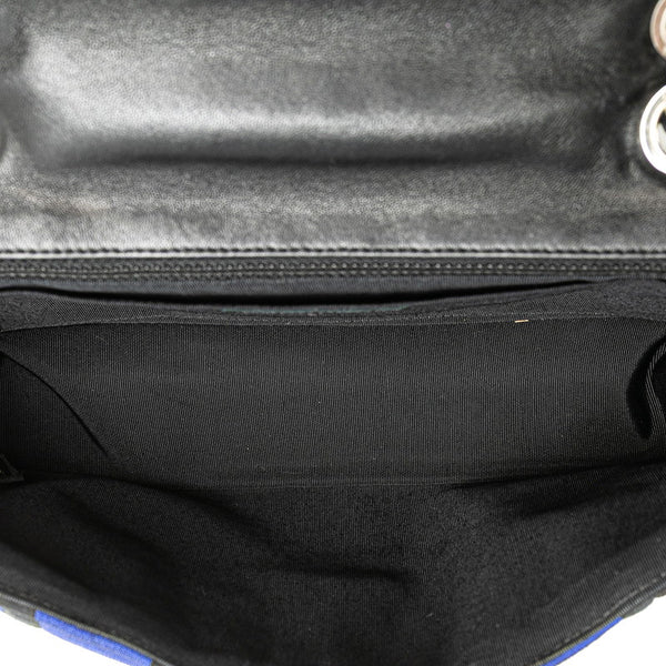 シャネル ココマーク チェーン ショルダーバッグ ハンドバッグ ブルー ブラック レザー コットンジャージ レディース CHANEL 【中古】