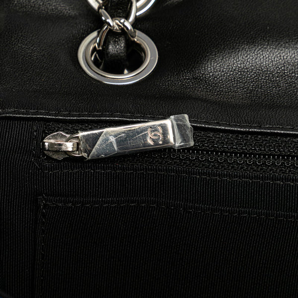 シャネル ココマーク チェーン ショルダーバッグ ハンドバッグ ブルー ブラック レザー コットンジャージ レディース CHANEL 【中古】