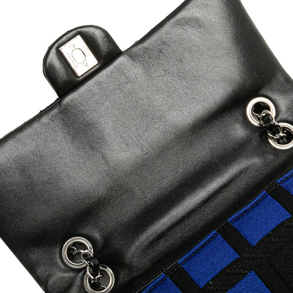 シャネル ココマーク チェーン ショルダーバッグ ハンドバッグ ブルー ブラック レザー コットンジャージ レディース CHANEL 【中古】