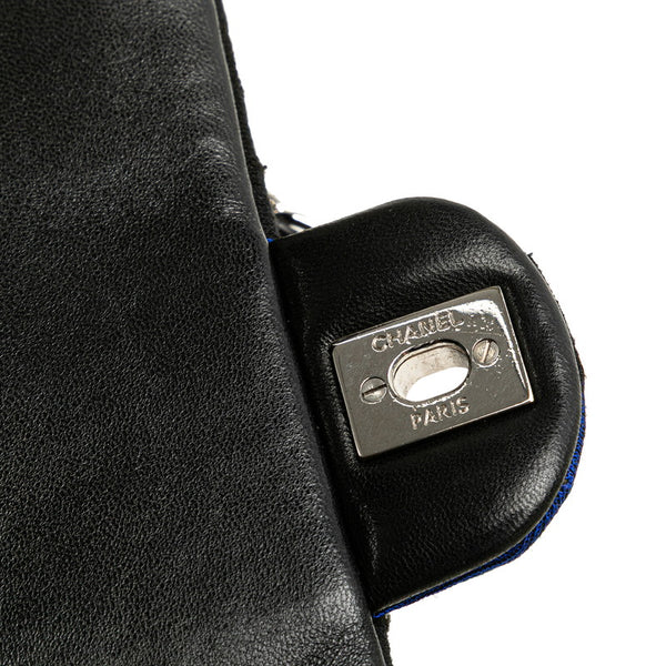 シャネル ココマーク チェーン ショルダーバッグ ハンドバッグ ブルー ブラック レザー コットンジャージ レディース CHANEL 【中古】