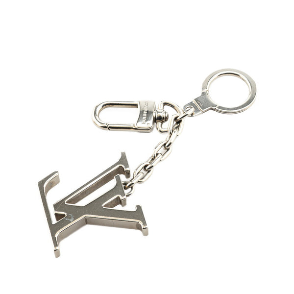 ルイ ヴィトン ポルト クレ イニシャル LV ロゴ キーリング キーホルダー バッグチャーム M65071 シルバー メタル レディース LOUIS VUITTON 【中古】