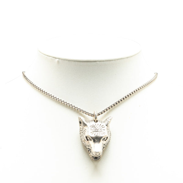 グッチ アンガーフォレスト ウルフヘッド ネックレス 476930 J8400 0811 シルバー SV925 シルバー レディース GUCCI 【中古】
