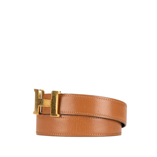 エルメス Hバックル ベルト ブラウン レザー レディース HERMES 【中古】