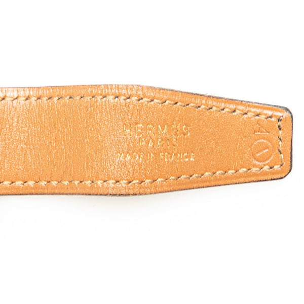 エルメス Hバックル ベルト ブラウン レザー レディース HERMES 【中古】