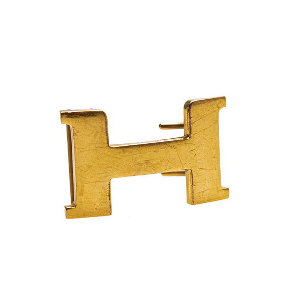 エルメス Hバックル ベルト ブラウン レザー レディース HERMES 【中古】