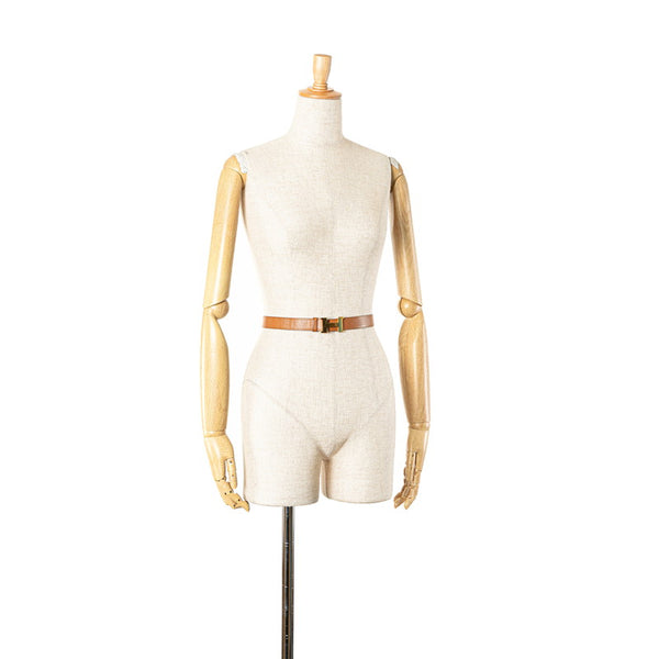 エルメス Hバックル ベルト ブラウン レザー レディース HERMES 【中古】