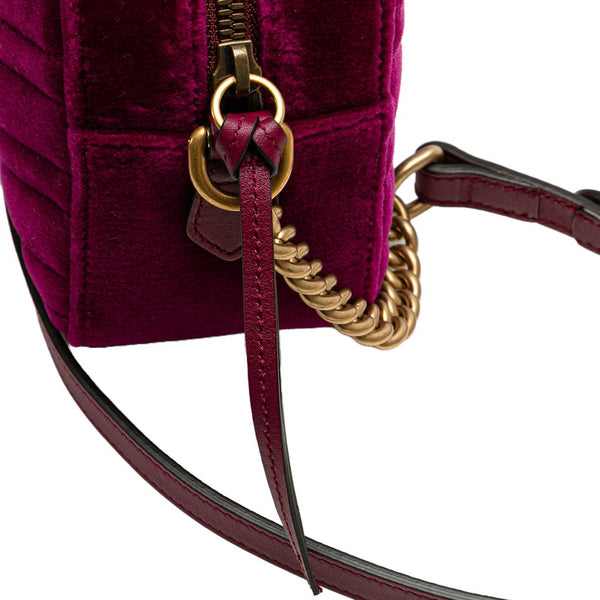 グッチ GGマーモント ショルダーバッグ 447682 パープル ベロア レザー レディース GUCCI 【中古】