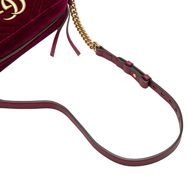 グッチ GGマーモント ショルダーバッグ 447682 パープル ベロア レザー レディース GUCCI 【中古】