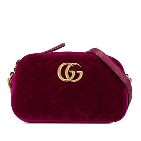 グッチ GGマーモント ショルダーバッグ 447682 パープル ベロア レザー レディース GUCCI 【中古】
