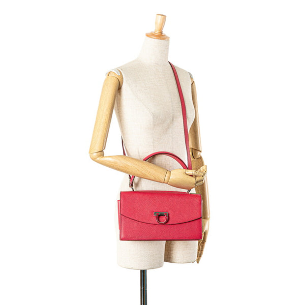 サルヴァトーレフェラガモ ガンチーニ ハンドバッグ ショルダーバッグ 2WAY ピンク レザー レディース Salvatore Ferragamo 【中古】