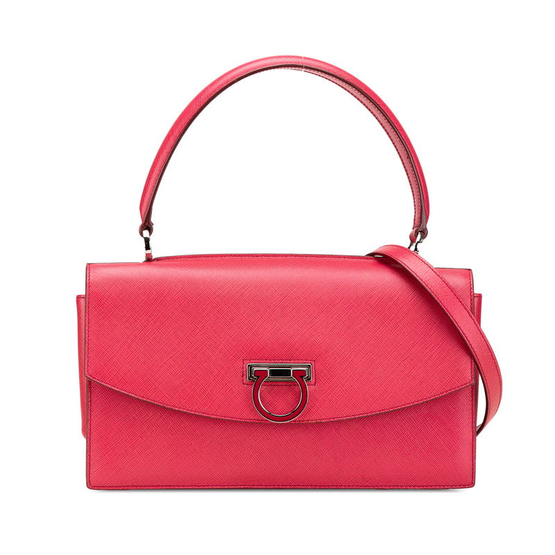 サルヴァトーレフェラガモ ガンチーニ ハンドバッグ ショルダーバッグ 2WAY ピンク レザー レディース Salvatore Ferragamo 【中古】