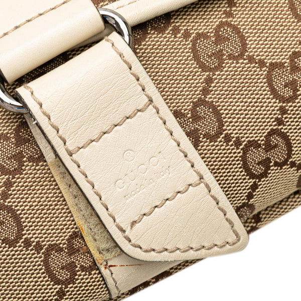グッチ GGキャンバス ウエストバッグ ボディバッグ 145851 ベージュ ホワイト キャンバス レザー レディース GUCCI 【中古】