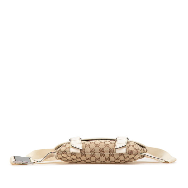 グッチ GGキャンバス ウエストバッグ ボディバッグ 145851 ベージュ ホワイト キャンバス レザー レディース GUCCI 【中古】