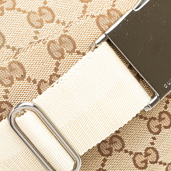 グッチ GGキャンバス ウエストバッグ ボディバッグ 145851 ベージュ ホワイト キャンバス レザー レディース GUCCI 【中古】