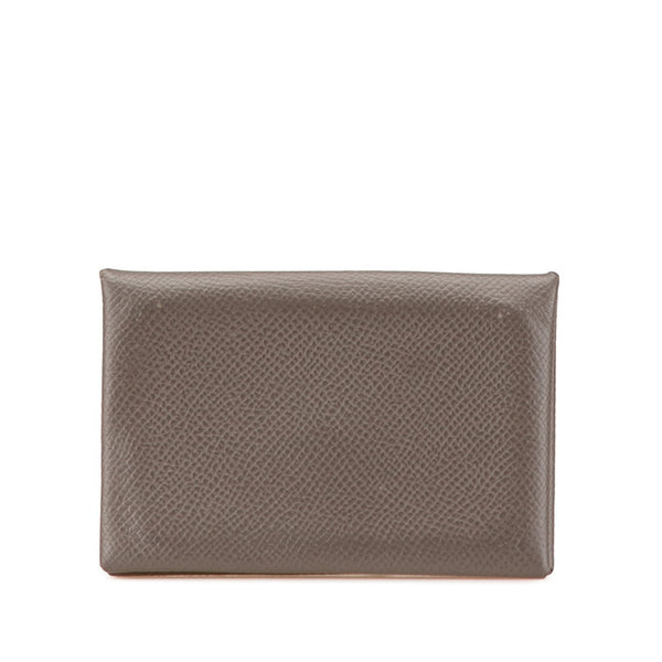 エルメス カルヴィ 名刺入れ エトゥープ ヴォーエプソン レディース HERMES 【中古】