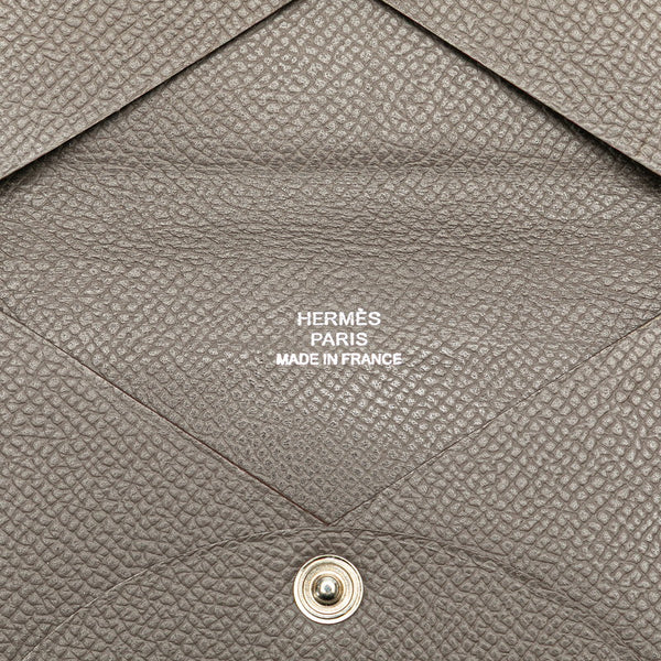 エルメス カルヴィ 名刺入れ エトゥープ ヴォーエプソン レディース HERMES 【中古】