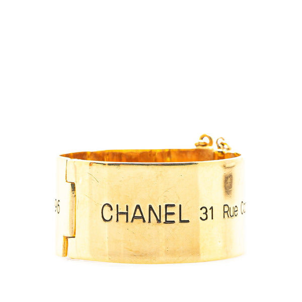 シャネル 31 RUE CAMBON PARIS テレフォンナンバー ココマーク ブレスレット バングル ゴールド メッキ レディース CHANEL 【中古】