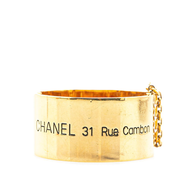 シャネル 31 RUE CAMBON PARIS テレフォンナンバー ココマーク ブレスレット バングル ゴールド メッキ レディース CHANEL 【中古】