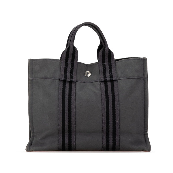 エルメス フールトゥPM ハンドバッグ トートバッグ グレー キャンバス レディース HERMES 【中古】