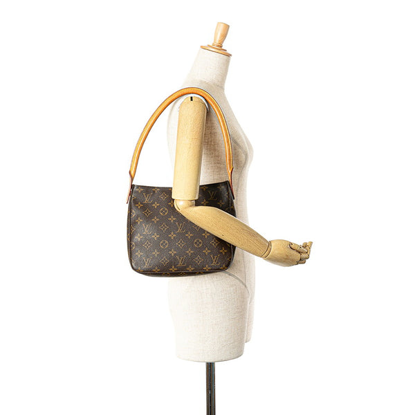 ルイ ヴィトン モノグラム ルーピングMM ショルダーバッグ M51146 ブラウン PVC レザー レディース LOUIS VUITTON 【中古】