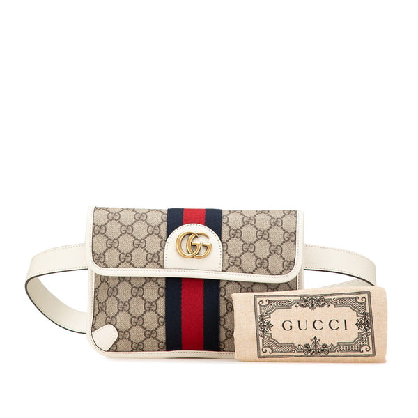 グッチ GGスプリーム シェリーライン ウエストバッグ 674081 ベージュ ホワイト PVC レザー レディース GUCCI 【中古】