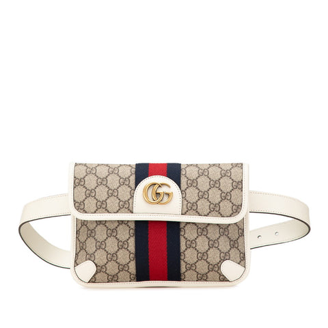 グッチ GGスプリーム シェリーライン ウエストバッグ 674081 ベージュ ホワイト PVC レザー レディース GUCCI 【中古】