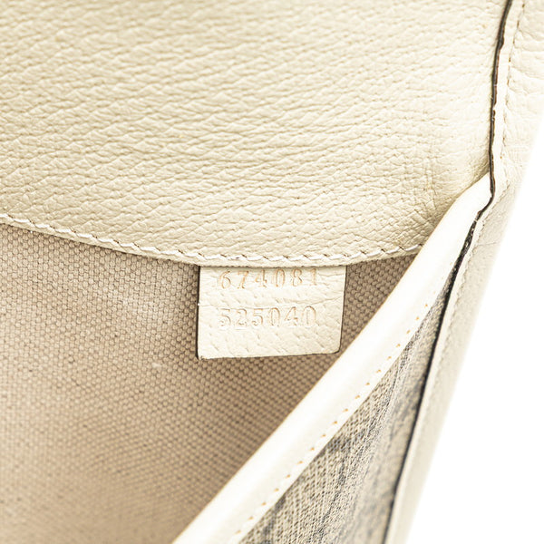 グッチ GGスプリーム シェリーライン ウエストバッグ 674081 ベージュ ホワイト PVC レザー レディース GUCCI 【中古】